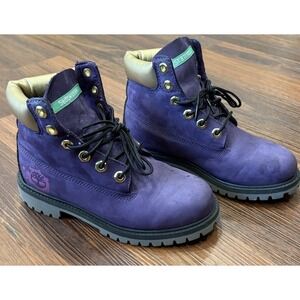 Timberland Girls Size 4Y Premium 6 IN WP Purple Birth Of Hip Hop Nubuck Boots